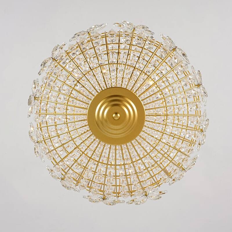 Luxe Bloom Beaded Round Sphere Crystal Pendant Entry Chandelier 18in