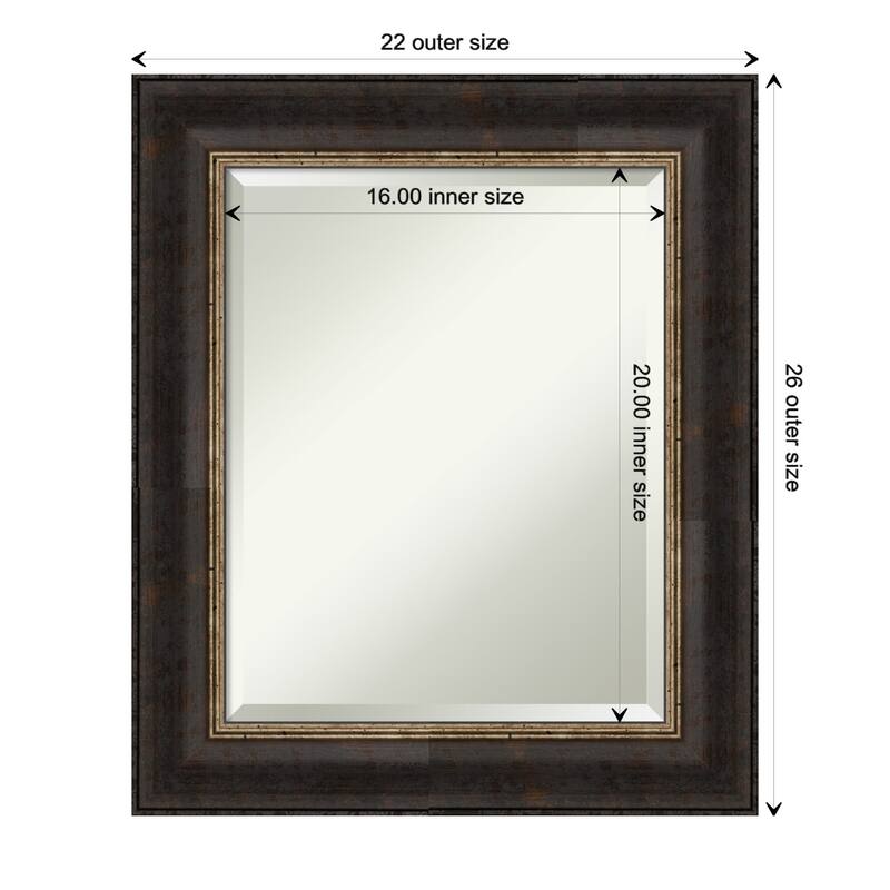Beveled Bathroom Wall Mirror - Varied Black Frame - Varied Black - 22 x 26 in