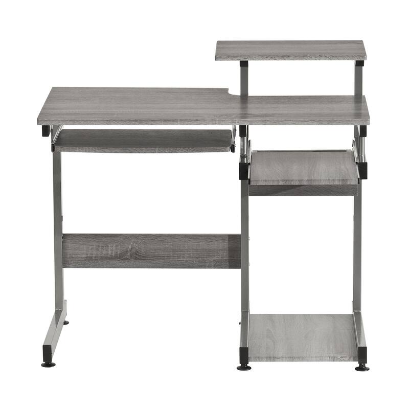 Space-Saving Computer Desk with Keyboard Shelf, CPU Storage, and Moisture-Resistant Wood Finish for Home Office