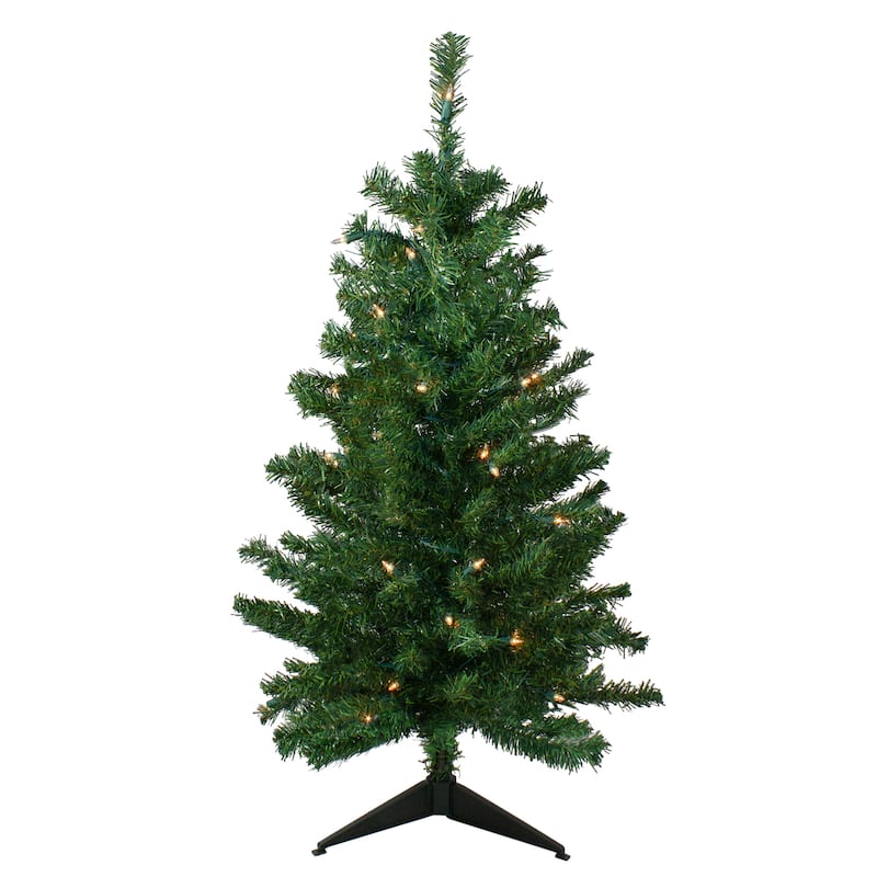 3' Medium Mixed Classic Pine Artificial Christmas Tree - Clear Lights - 3 Foot