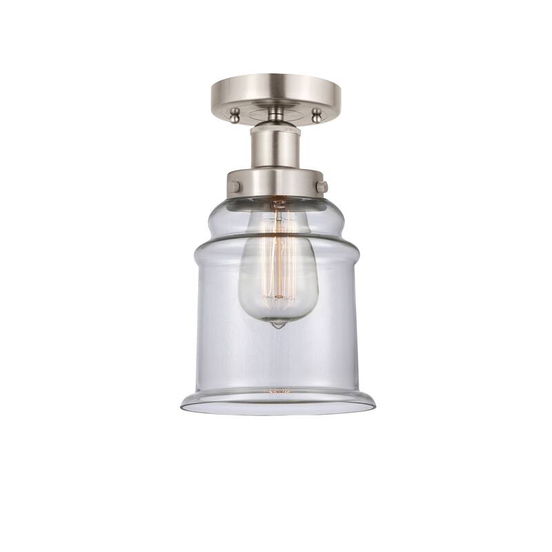 Innovations Lighting Edison Canton - 1 Light 6" Semi-Flush Mount - Clear/Brushed Satin Nickel