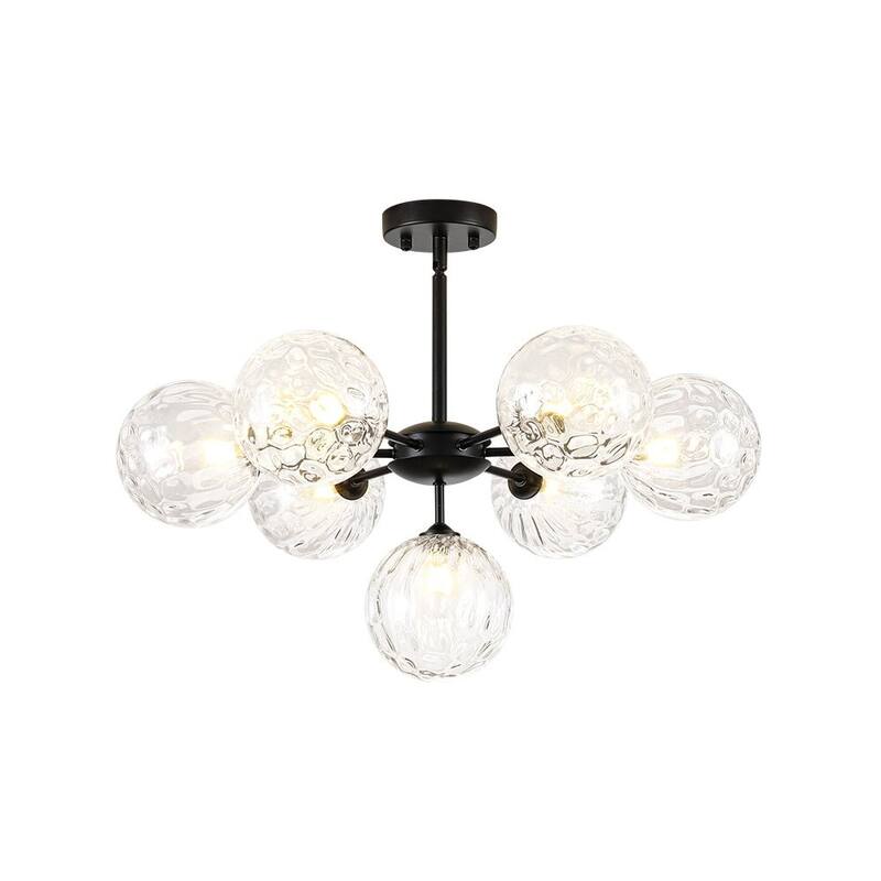 Contemporary Water Glass Bubble Round Tiered Chandelier 25.6 in