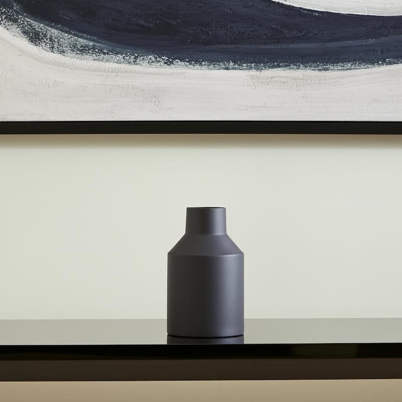 11" Black Tulip Metal Table Vase - 6.30 - Black - 6.30