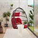 preview thumbnail 4 of 21, Outdoor Garden Rattan Egg Swing Chair Hanging Chair Red