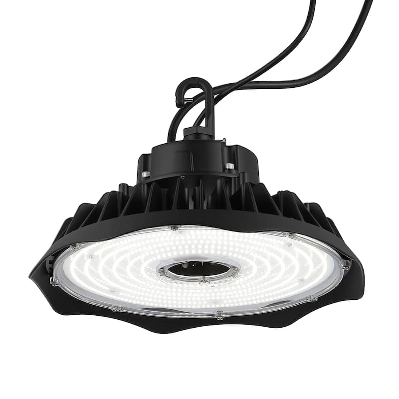 12 in. 200-Watt Integrated LED High Bay Indoor/Outdoor UFO Light with 26000 Lumens 5000K, Black by JONATHAN Y