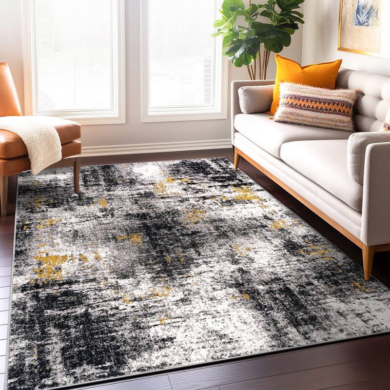 World Rug Gallery Adare Contemporary Abstract Area Rug - 7' 10" x 10' - Yellow