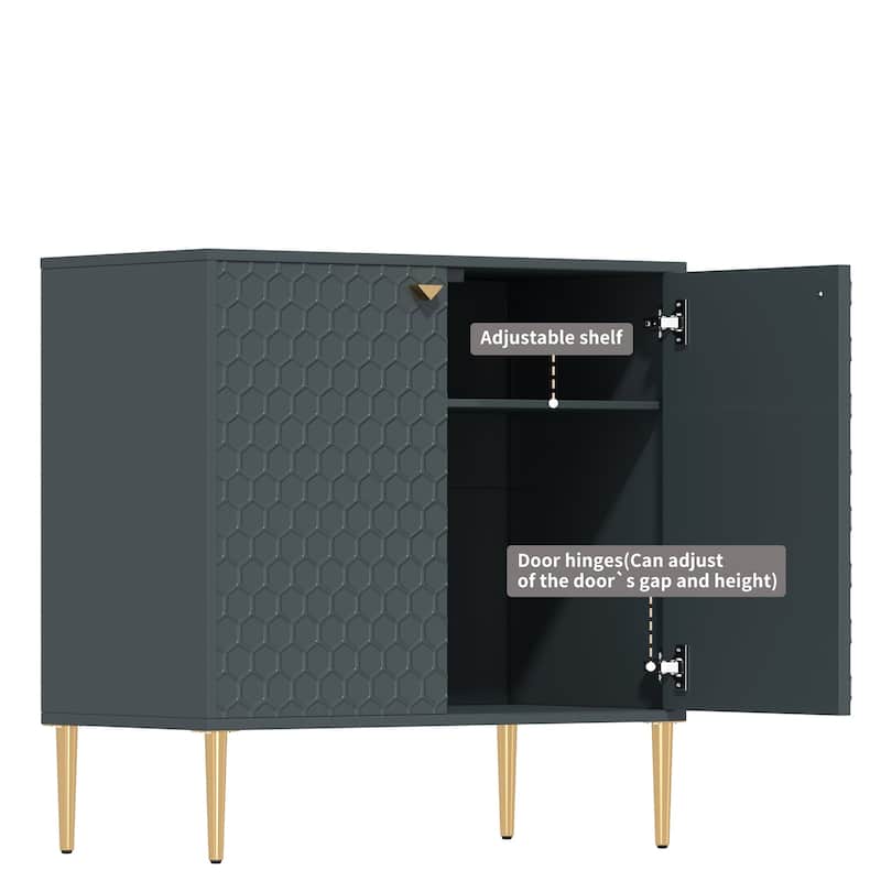 Hexagonal Pattern 2-door Storage Cabinet Buffet Cabinet Sideboard
