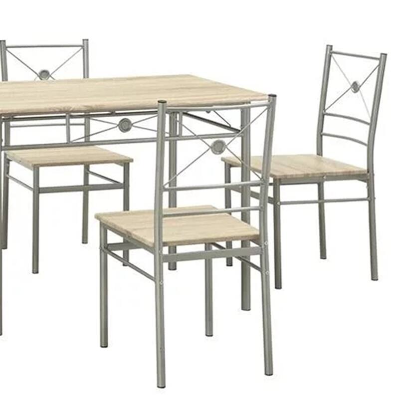Sturdy Dining Table In A set Of Five, Silver