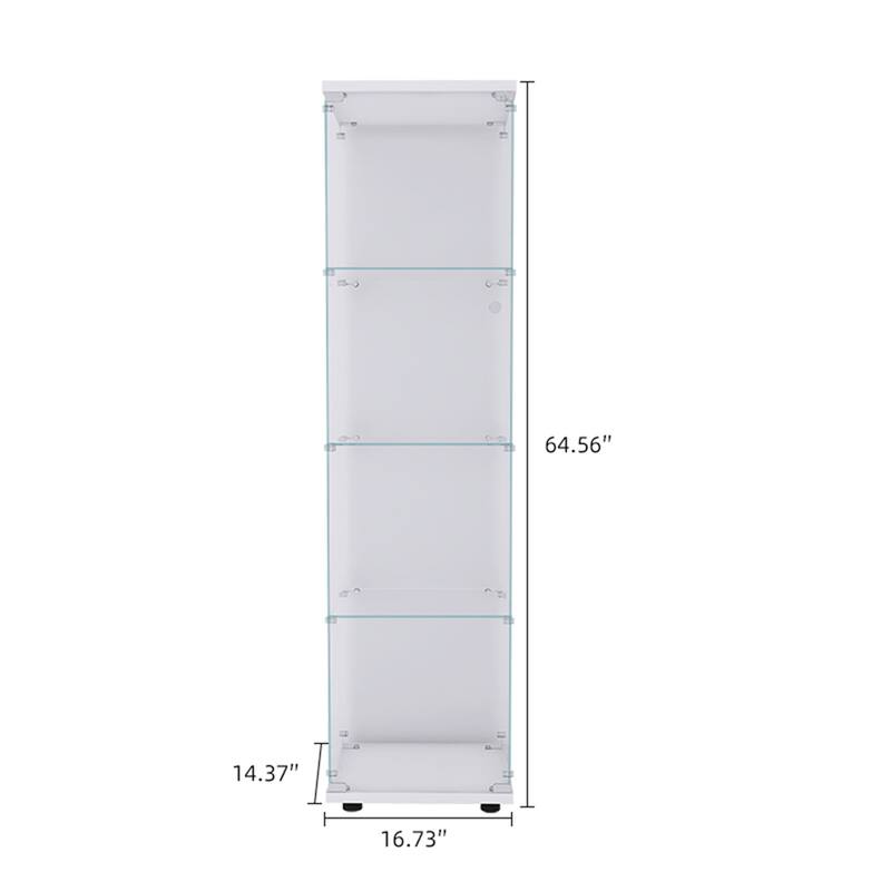 4 Shelves Glass Cabinet Glass with One Door