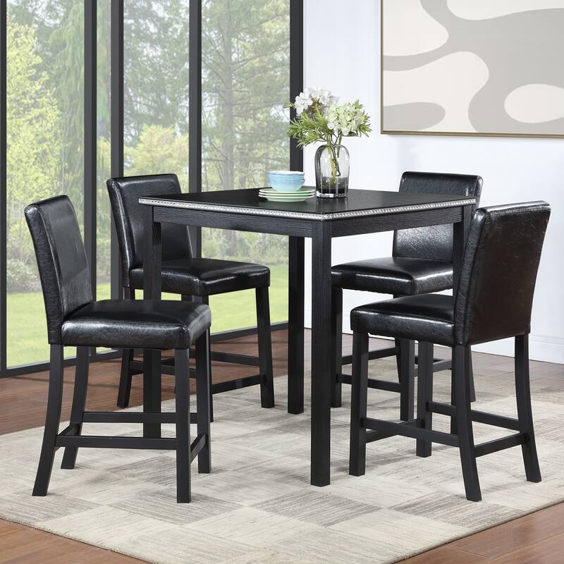 Wooden Dining Square Table, Kitchen Table for Small Space Counter Height Table