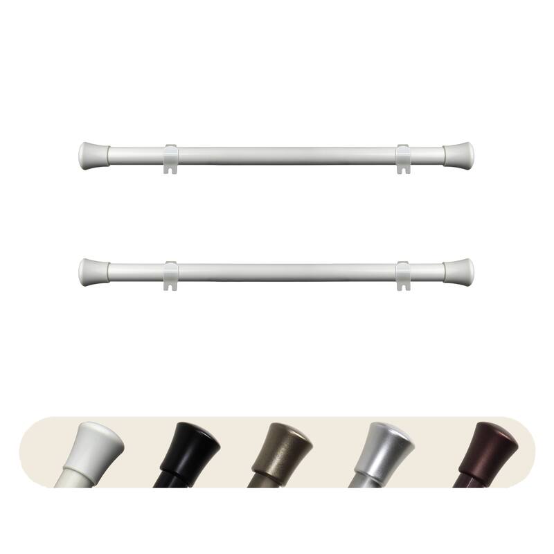 InStyleDesign 5/8 inch Side Curtain Rod 12-20 inch long (Set of 2) - White