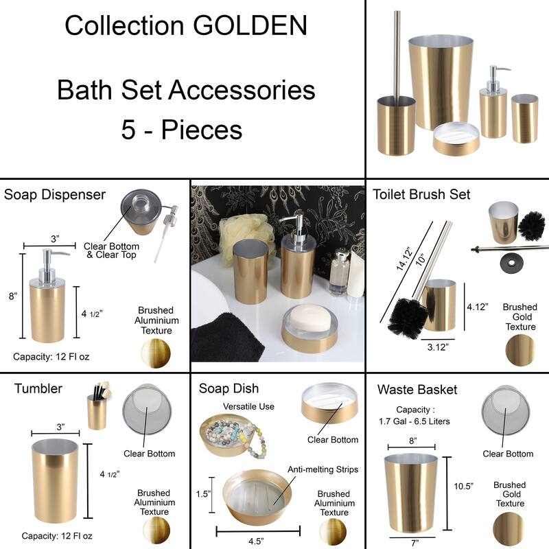 Brushed Gold Bathroom Accessory Set