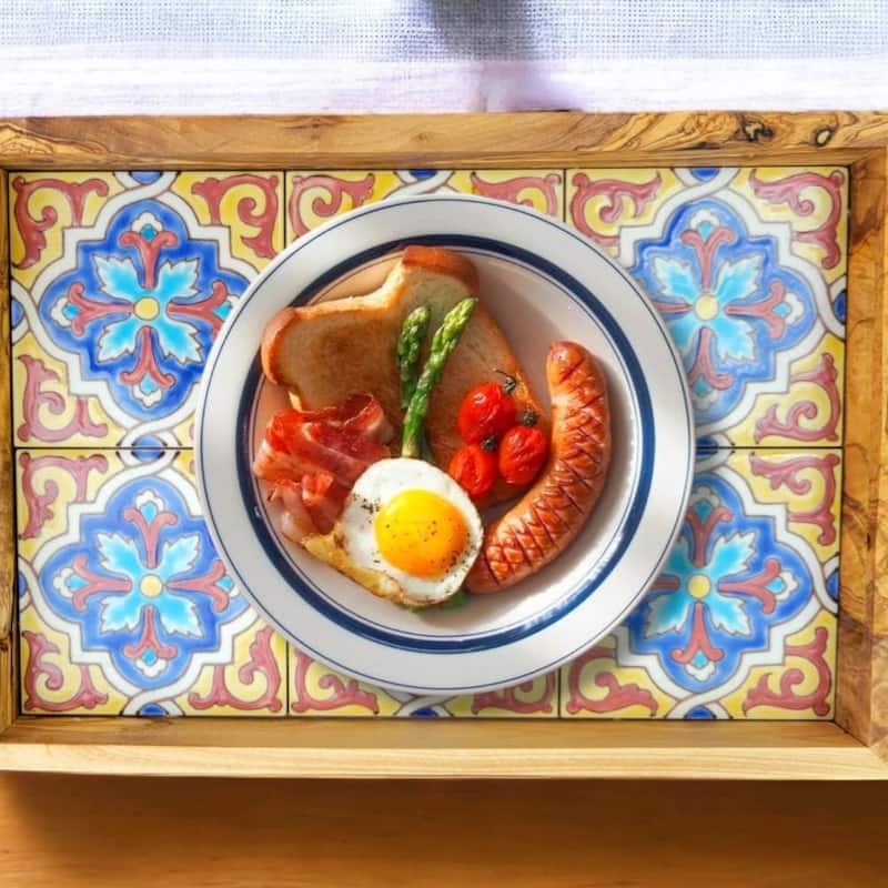 Olive Wood Serving Tray with Ergonomic Handles (Alhambra Design)