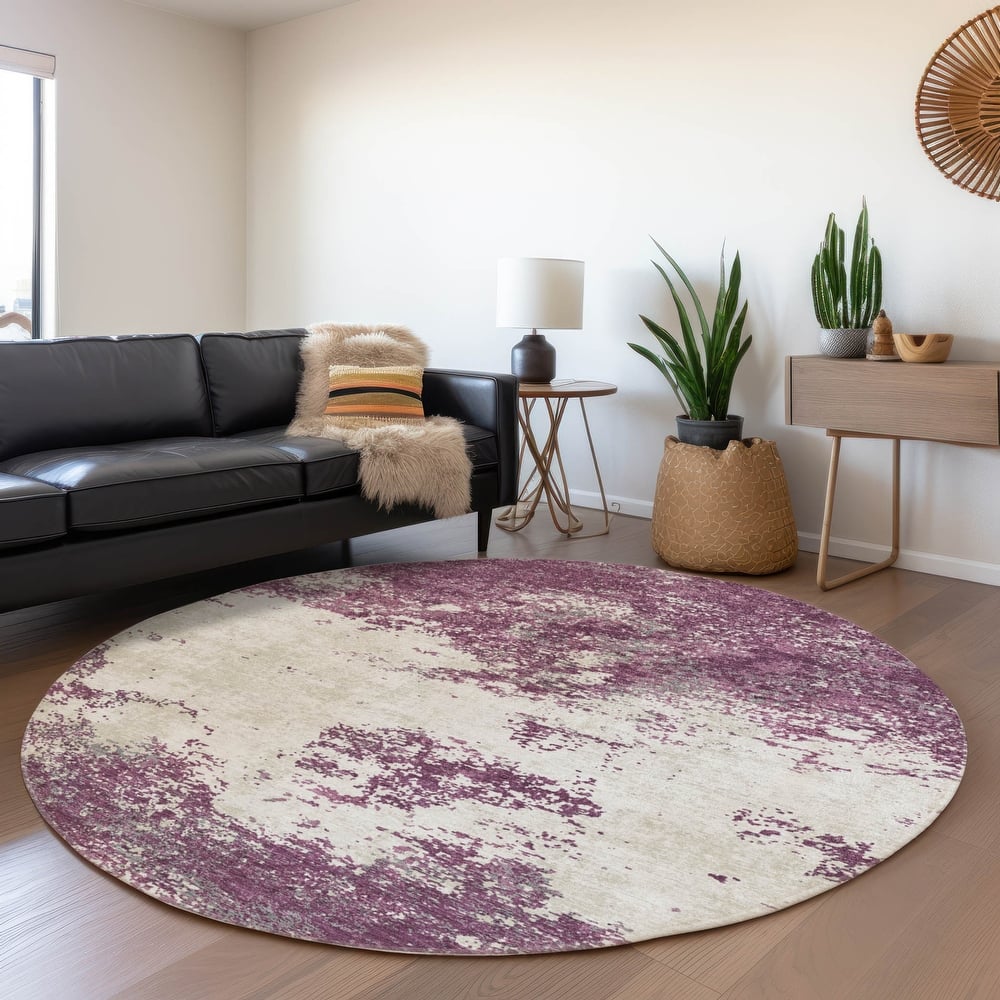 Machine Washable Indoor/ Outdoor Abstract Pixels Chantille Rug