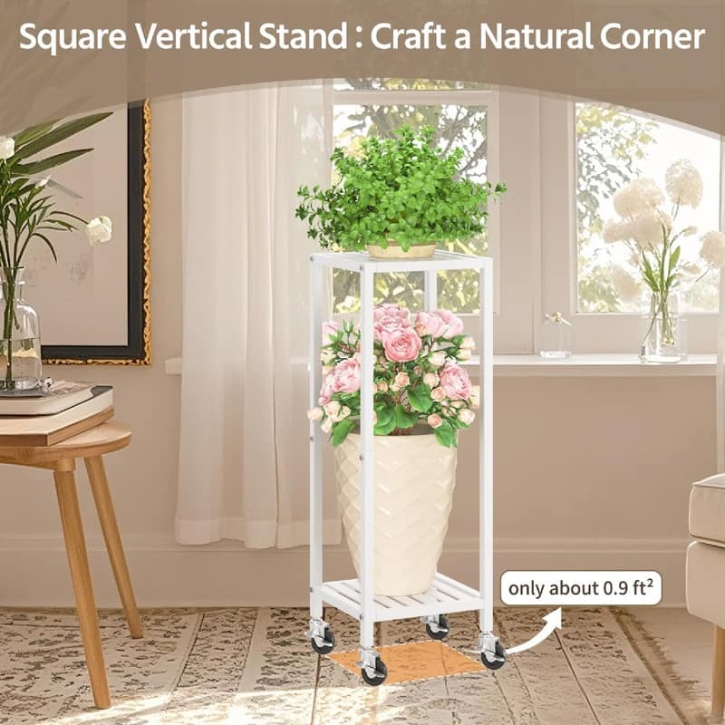2 Tier Black Metal Plant Stand - 11.6 x 10.8 x 33.7 inches