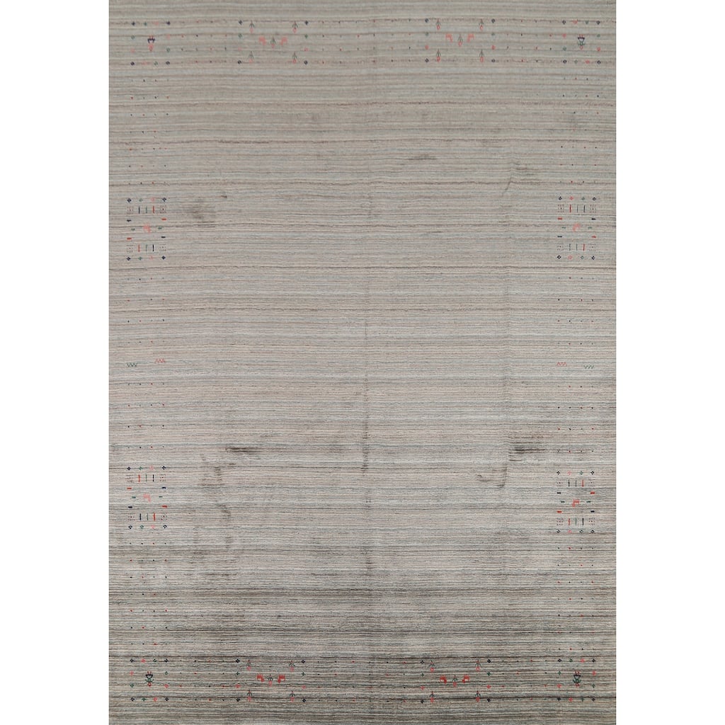 Striped Gabbeh Indian Area Rug Handmade Tribal Wool Carpet - 9'0"x 11'6"