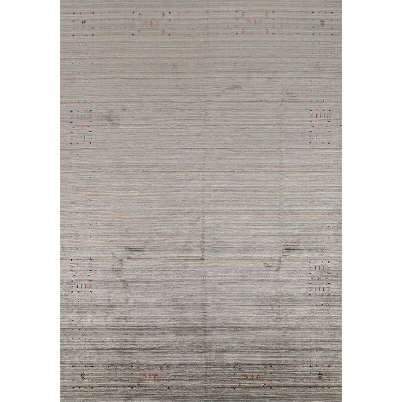 Striped Gabbeh Indian Area Rug Handmade Tribal Wool Carpet - 9'0"x 11'6"