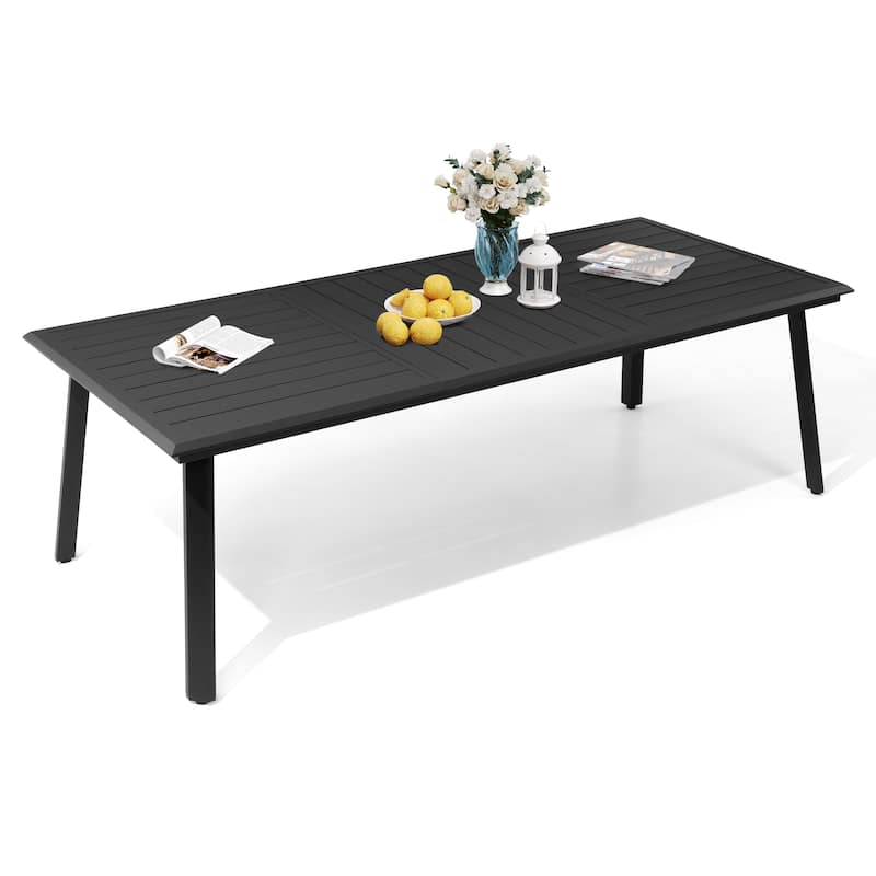 Pellebant Outdoor Aluminum Dining Table with Umbrella Hole for 6-8 Person