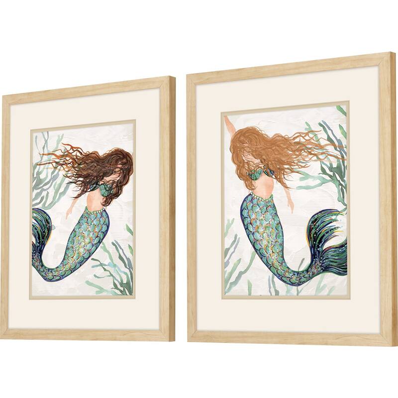Mermaid S/2 Framed Art Under Glass