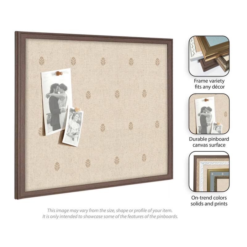 Kate and Laurel Pinboard Beige Botanical Block Print