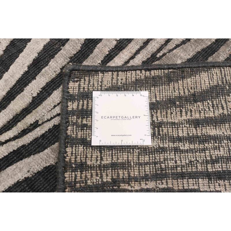 ECARPETGALLERY Hand Loomed Elysian Grey Viscose, Wool Rug - 4'7 x 6'8