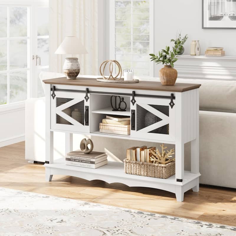 46" Entryway Table with Sliding Barn Doors