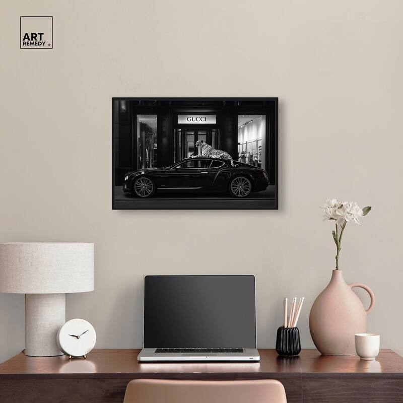 Cheetah and Sports Car Store Canvas by Art Remedy