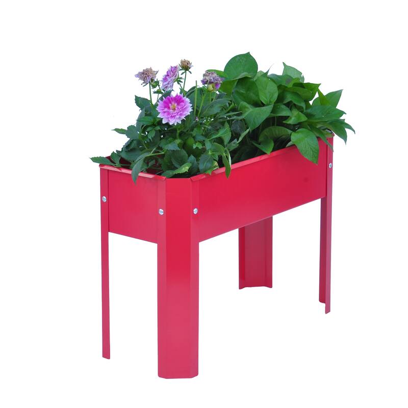 Countryside Style Garden Bed with Metal Elevated 3 Diversion Funnels, for Backyard Patio Flower Herb - 8' x 10'