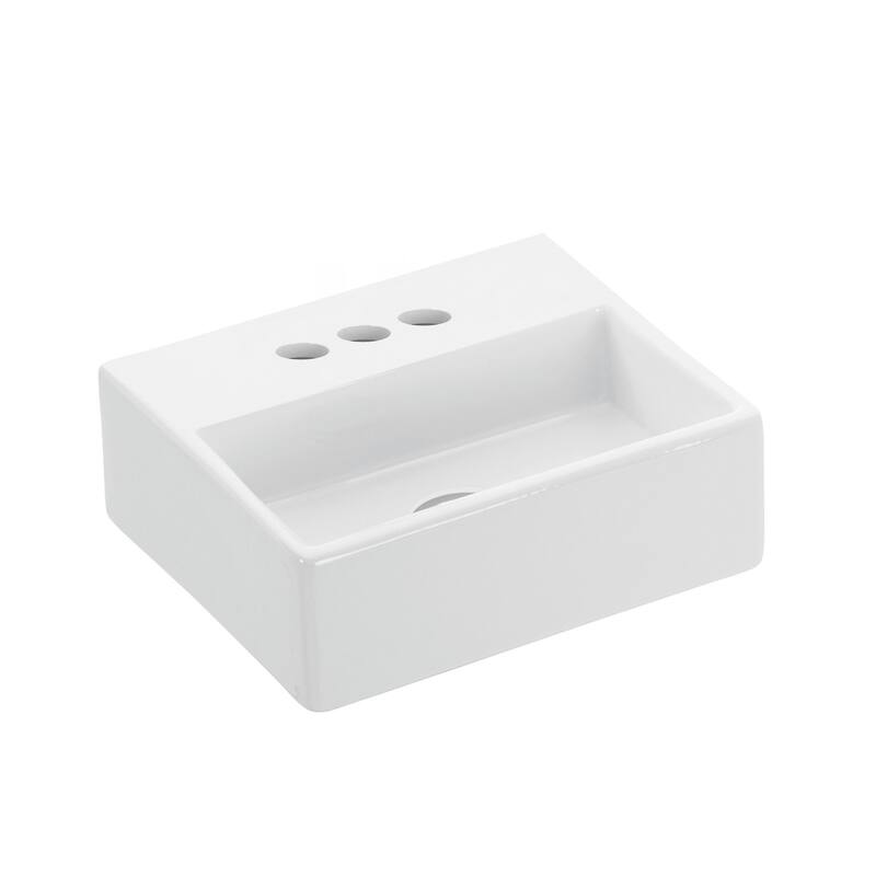 WS Bath Collections Quattro 13" Rectangular Ceramic Vessel or Wall - White