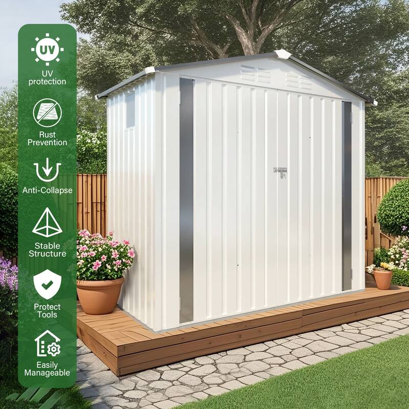 6X4 FT Metal Outdoor Storage Shed,Tool Shed with Positive Window and Lockable Door Compact Metal Tool Shed