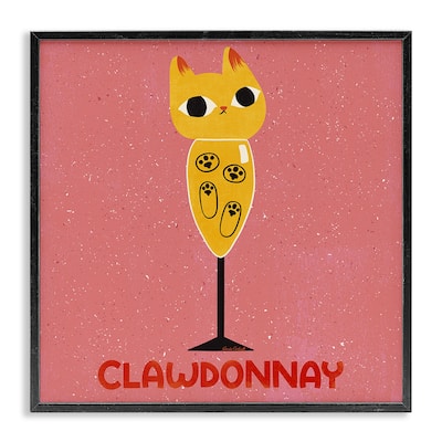 Stupell Clawdonnay Feline Wine Framed Giclee Art Design By Carrie Cantwell