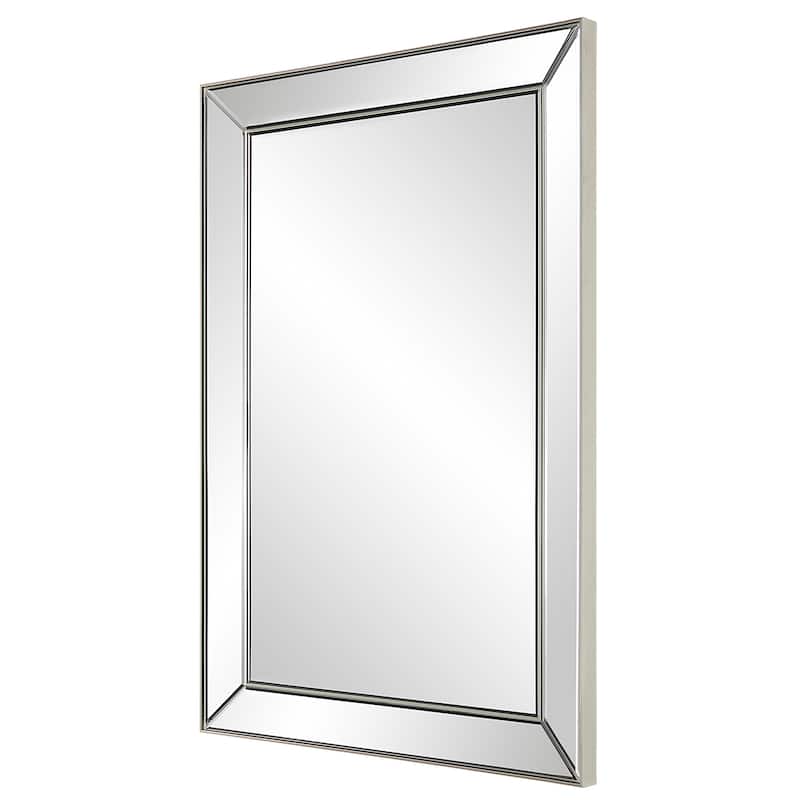 Copper Grove Mirrored Nickel Frame Rectangular Wall Mirror