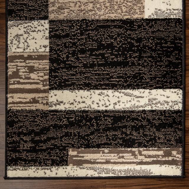 Miranda Haus Geometric Modern Patchwork Polypropylene Indoor Area Rug