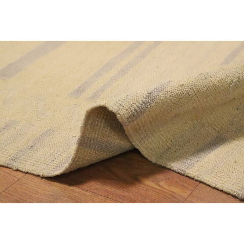 Hand Woven Oriental 100% Wool Carpet Southwestern Tribal Beige & Ivories Kilim Area Rug - 7' 10'' X 4' 9''