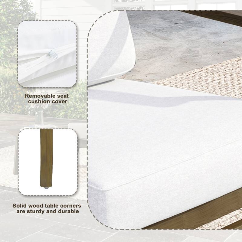 Outdoor Teak Wood Club Chairs with Cushions (Set of 2)