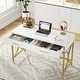 preview thumbnail 7 of 6, 41" Computer Desk with Two Drawers, Modern Study Writing Desk with Storage
