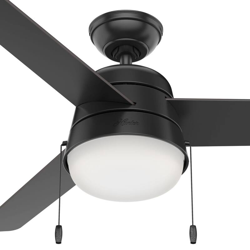 Hunter 52" Aker Outdoor Ceiling Fan with LED Light Pull Chain, Damp Rated - Scandinavian, Contemporary, Transitional