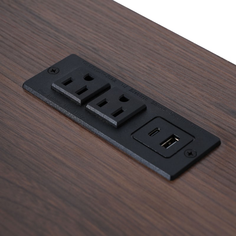 54.9" Kitchen Island with Drop Leaf, Power Outlet, Rolling Wheels, and Storage Racks - 54.9'' x 29.5'' x 36''