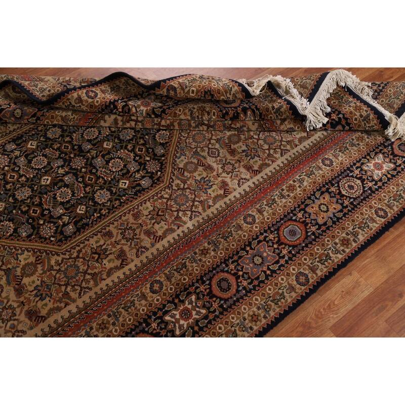 Hand Knotted Oriental 100% Wool Carpet Traditional Medallion Beige & Ivories Bidjar Area Rug - 9' 0'' X 5' 11''