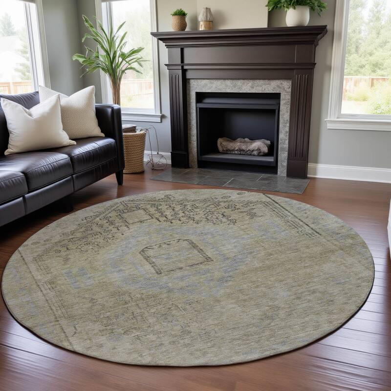 Premium Washable Super Soft Vintage Tribal Mayfield Rug - Taupe - 8' x 8'