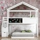 preview thumbnail 2 of 36, Twin Over Full Bunk Bed With Storage Staircase And Blackboard for Bedroom