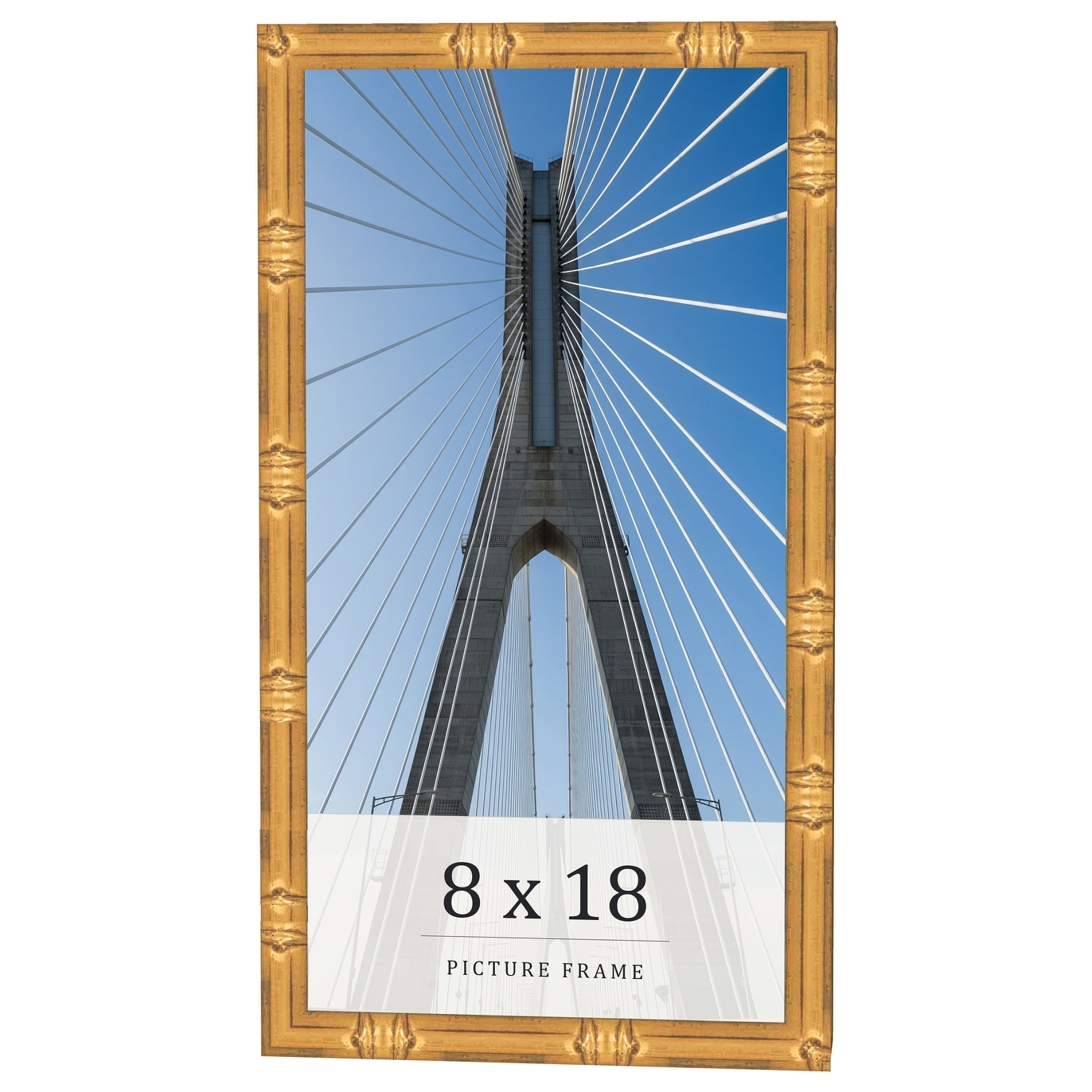 8x18 Frame Gold Bamboo Solid Wood Picture Frame | 1 Inch Moulding