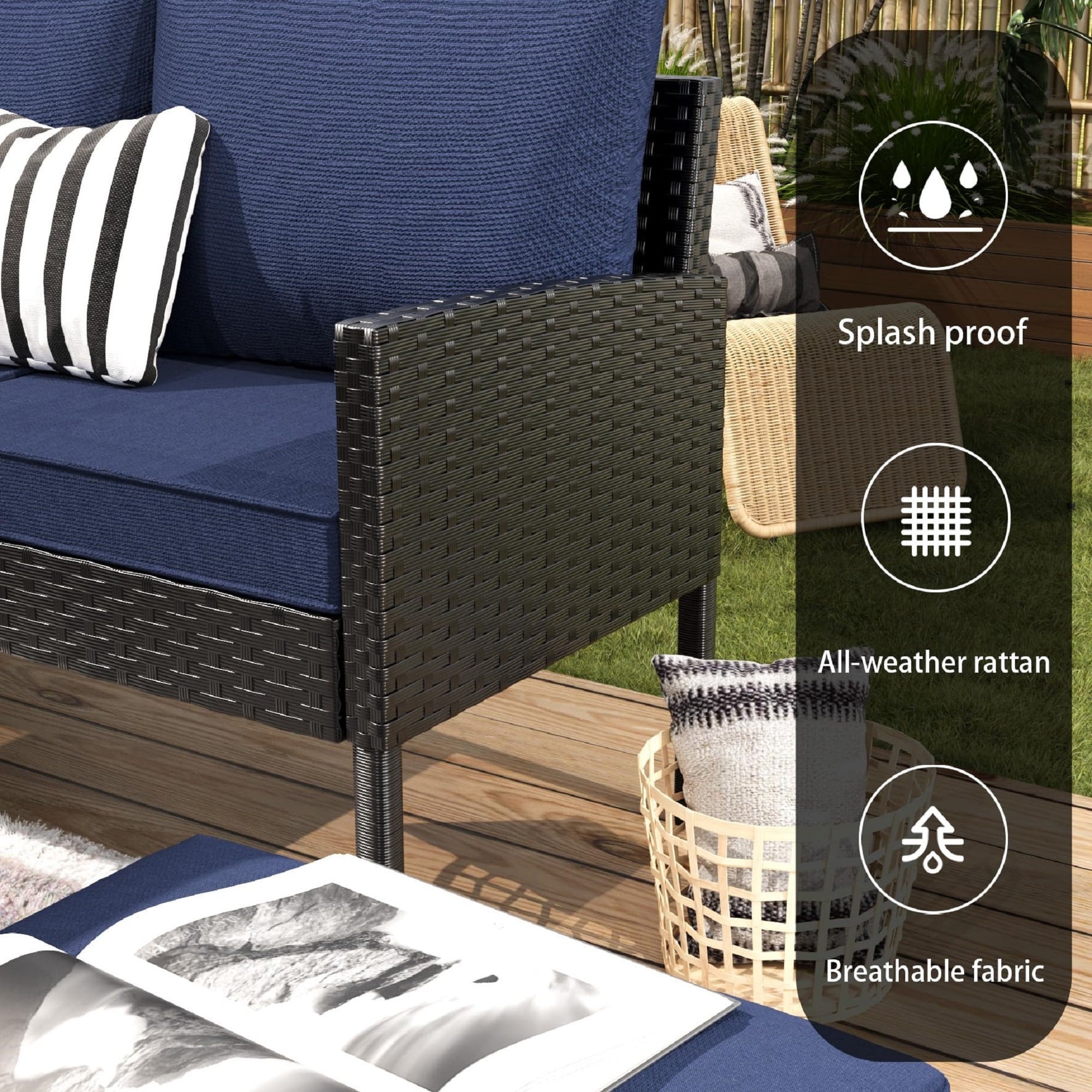 Small space patio furniture 7-piece outdoor furniture set