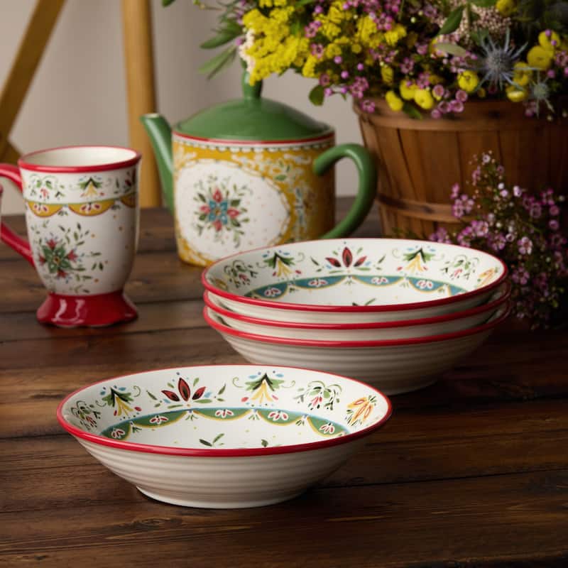 Certified International Provence 9" Soup/Cereal Bowls,Set of 4 Assorted Designs - 9'' W x 9'' D x 2'' H