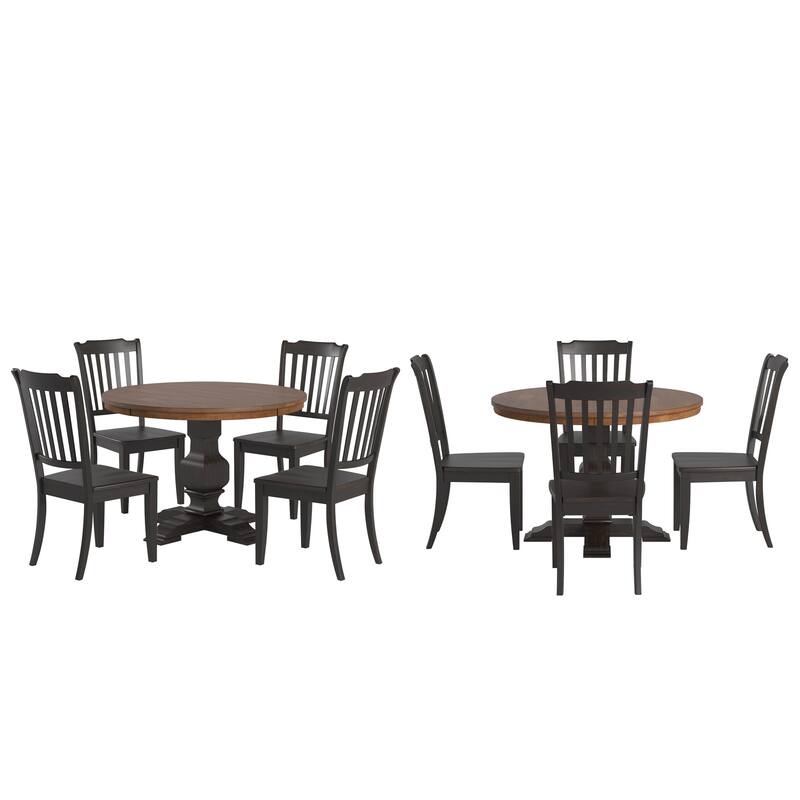 Ronda 45" Round Solid Wood Top Dining Set with Spindle Back Chairs