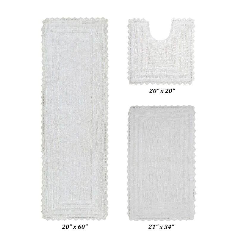 Better Trends Bath Rugs Set 100% Cotton Soft & Water Absorbent Tufted Bathroom Rug for Shower, Sink Bath Mats Lilly Crochet