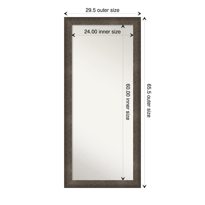 Dappled Non-Beveled Wood Framed Full-Length Floor Leaner Mirror - Glass Size 24x60 - Dappled Light Bronze