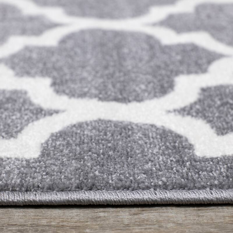Covington Collection - Grey/Cream Ogee Pattern Rug