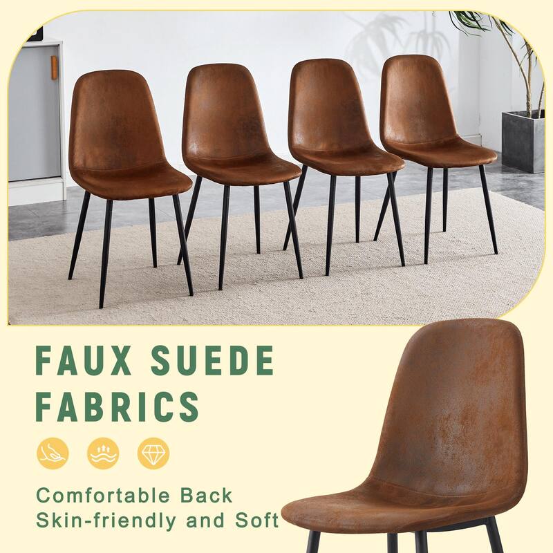 A set of 4 white PU material bow-shaped chairs - Adding fashion to minimalist and contemporary home styles