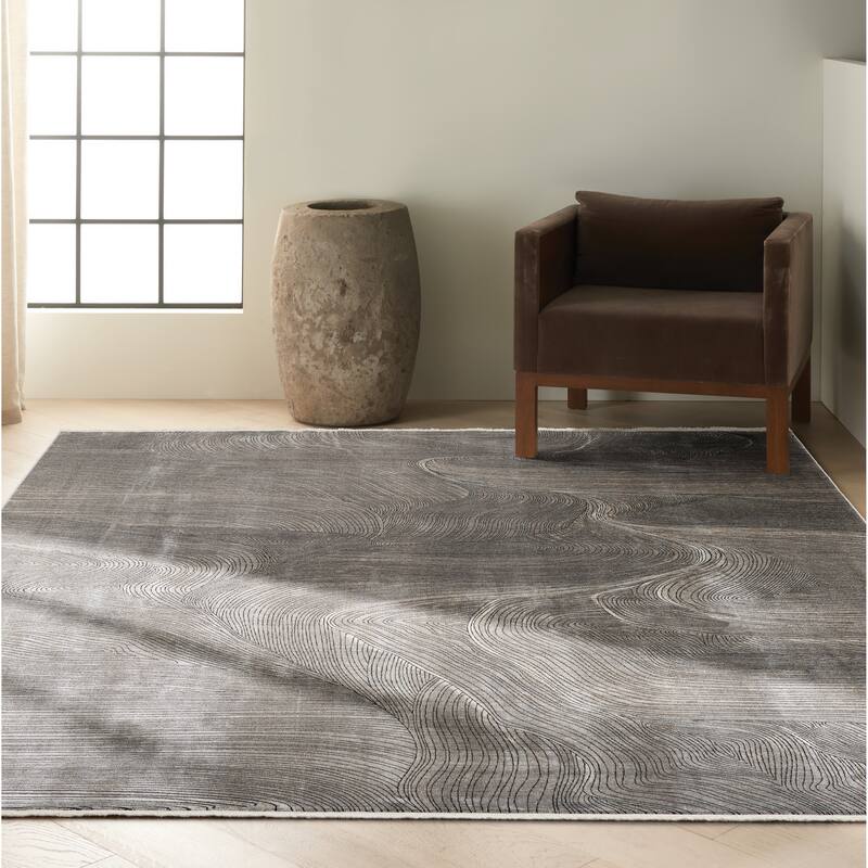 Calvin Klein Balian Modern Fringed Grey Area Rug